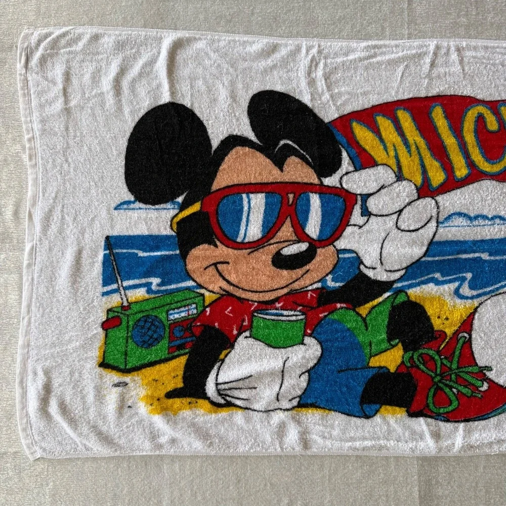 Vintage 90s Disney Mickey Mouse Beach Towel Franco Surf‎ Sunglasses Retro Vtg